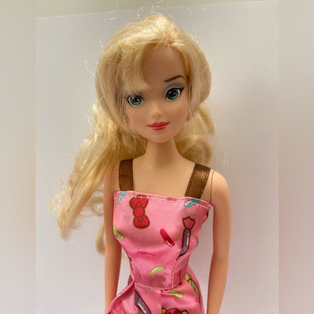 Vintage, 1990s Barbie Doll in Pink Printed Mini Dress
