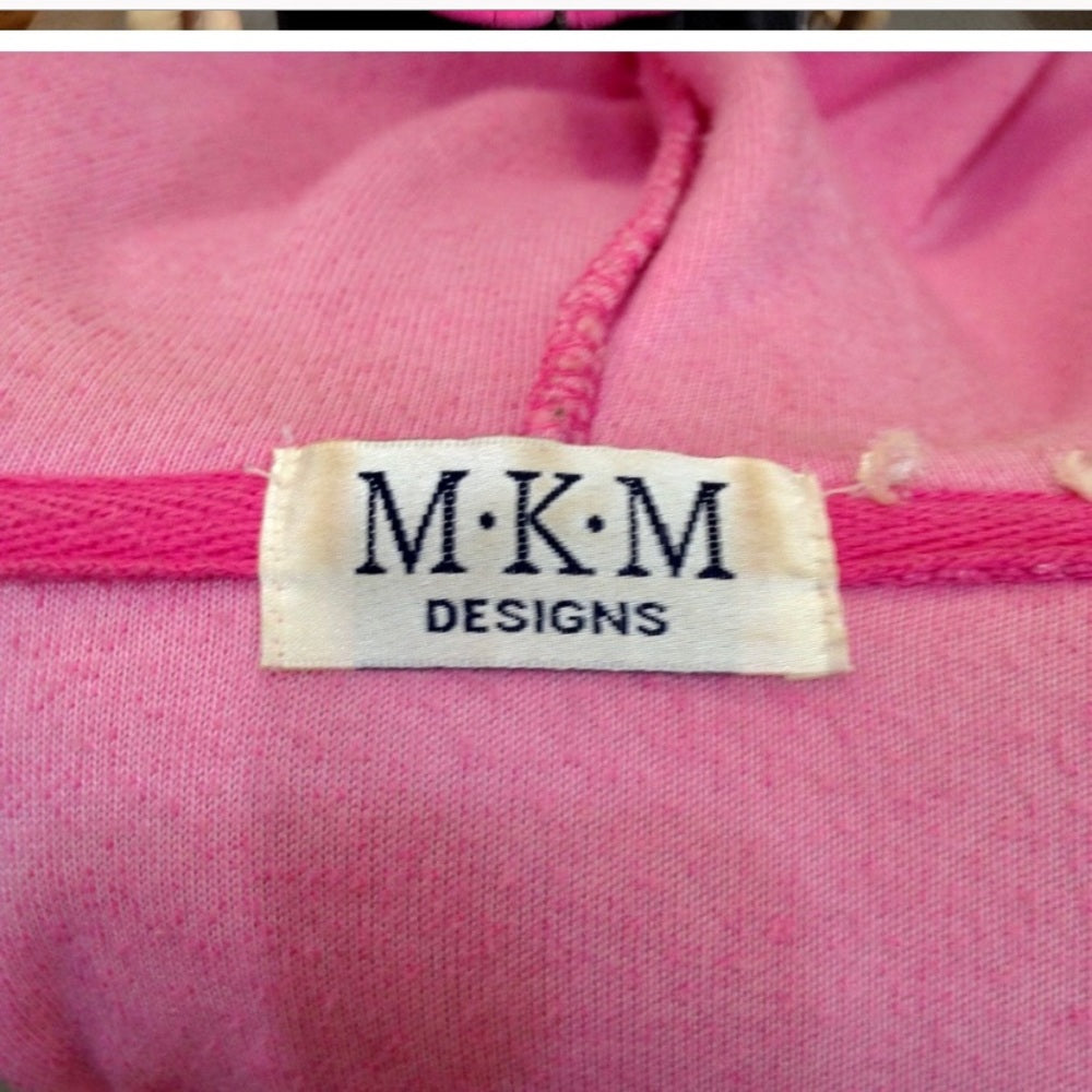 MKM Designs, Pink- Fuchsia, Hooded Velvet Zip Jacket (L)