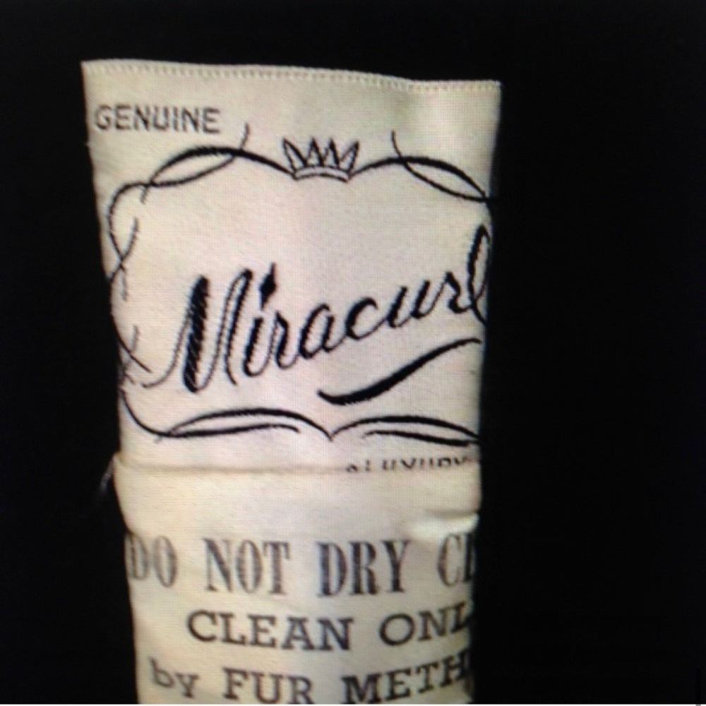 Vintage, Genuine Miracurl, Black Persian Lamb with Gray Collar Dress Coat  (L)