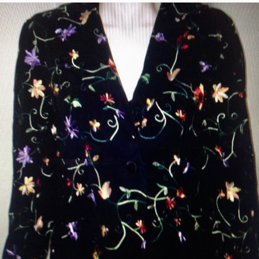 Papell BoutiqueBlack Floral Velvet Blazer Size M