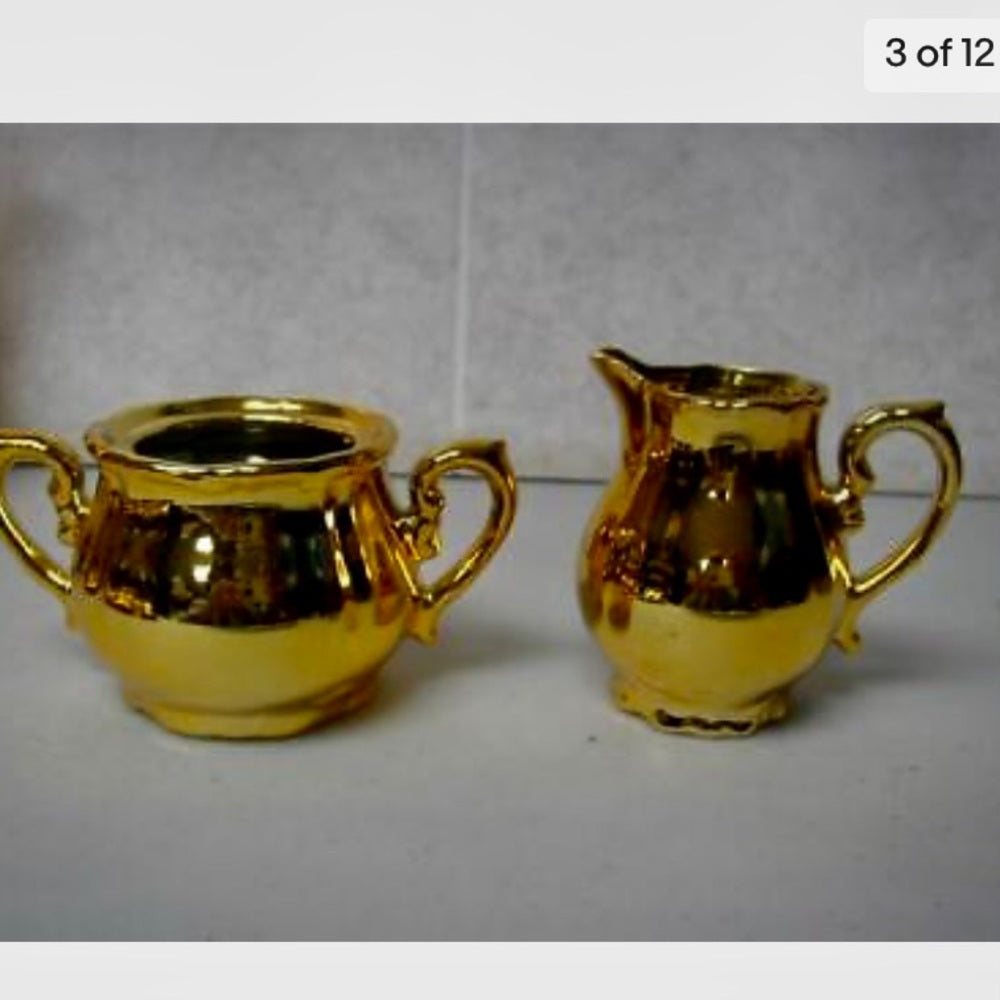 Vintage,  Made in Japan, 12-pc Musical-Gilded Ceramic Tea Set (sftz)  This is a