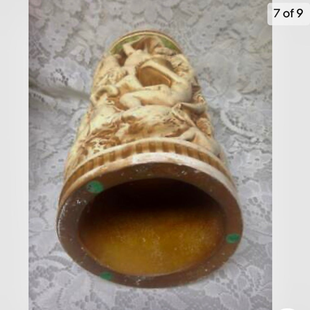 Vintage,  Rare, Allegorical Tall Vase 11in x 5in