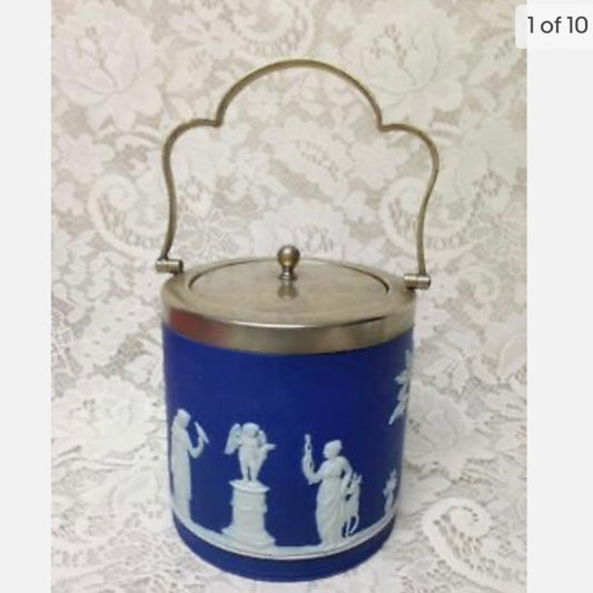 Vintage, Rare, Wegdwood, Jasperware Biscuit Jar 6.5inx5.5in
