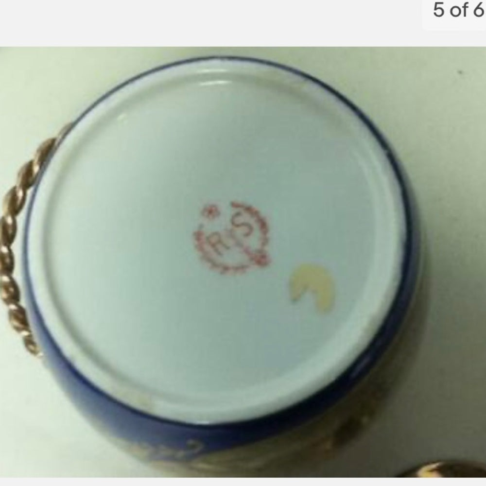Beautiful, RS Prussia, Cracker or Biscuit Jar with Copper Lid and Handle