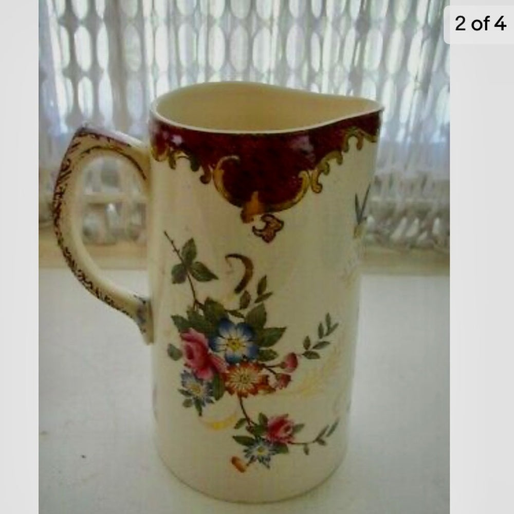 Antique, Chelsea Birds and Floral Pitcher   (sftd)  This is a fabulous pitcher,