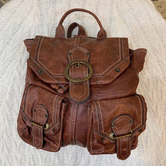 Nine West Vintage American Collection Brown Leather Backpack 14in x 14in…