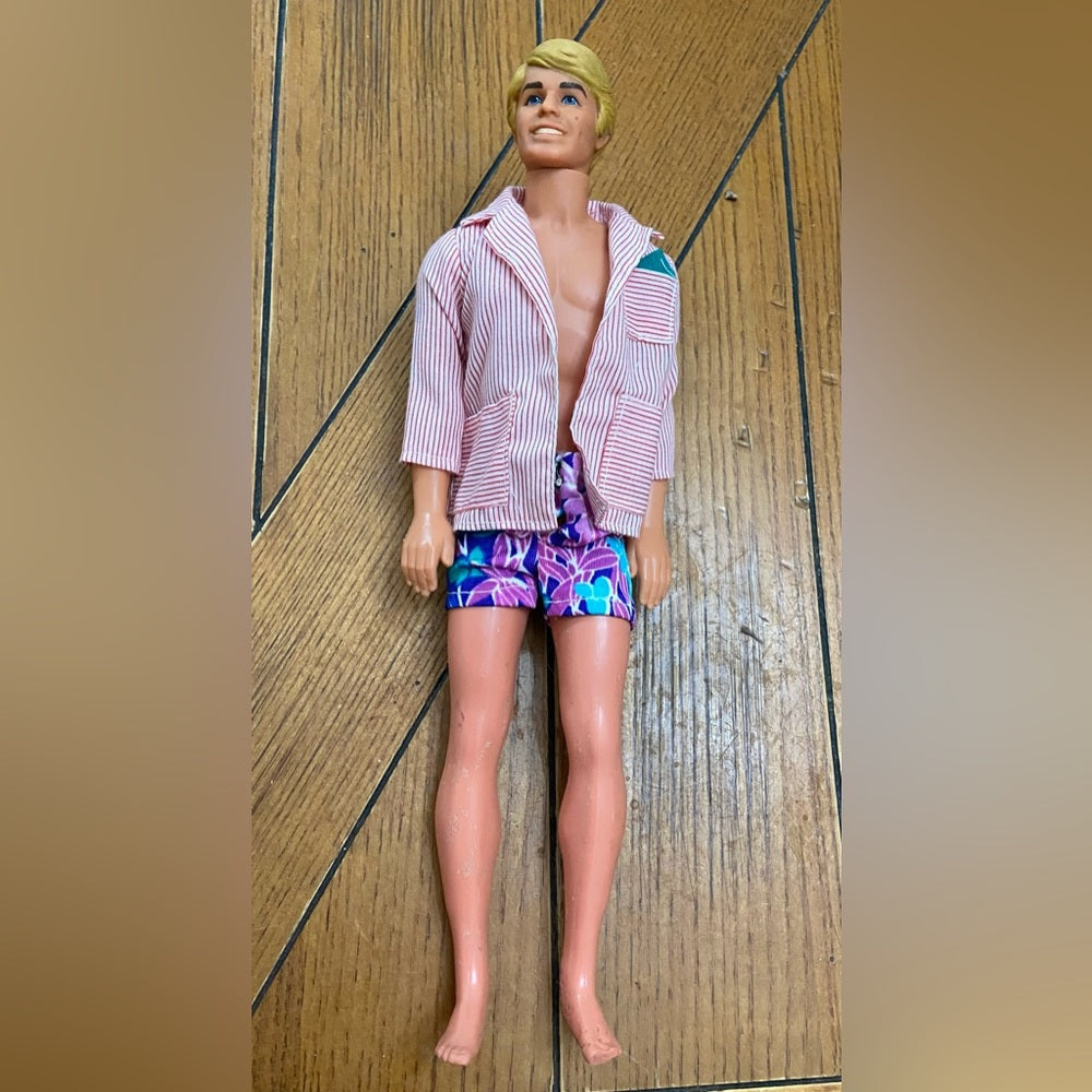 Vintage, 1968- Ken- Barbie Doll in Original Red and White Shirt