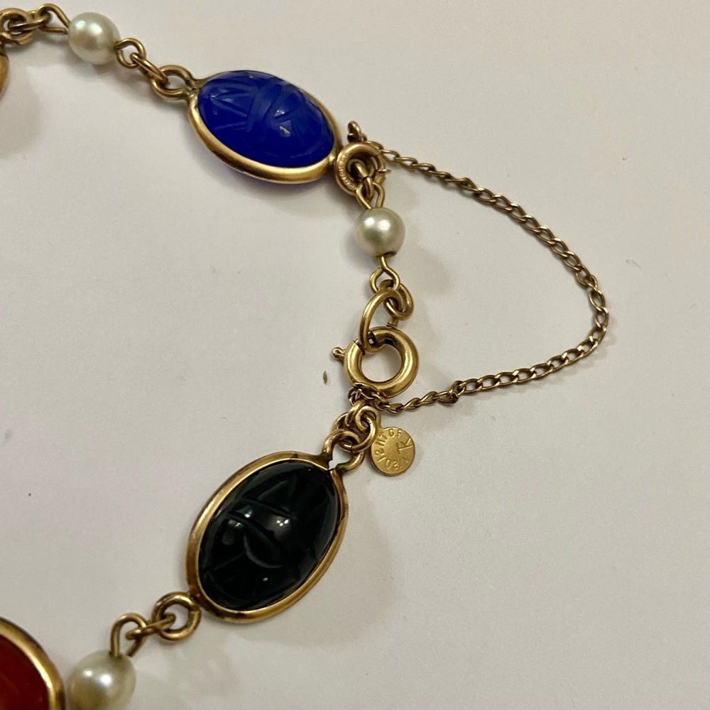 Vintage, Beautiful, Scarab- Gold Filled Bracelet