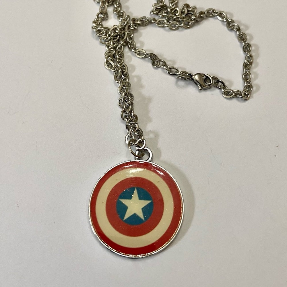 Vintage, Marvel Pendant Necklace- Caps. America
