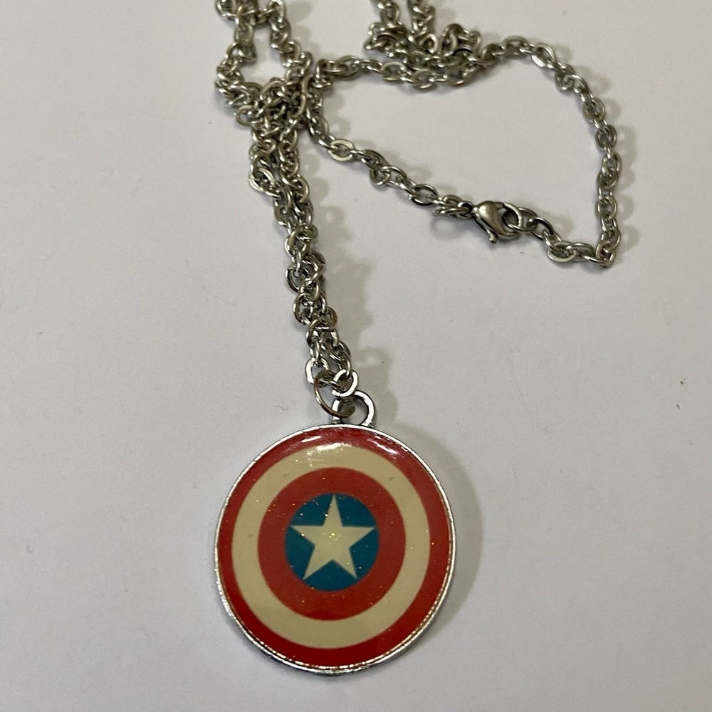Vintage, Marvel Pendant Necklace- Caps. America