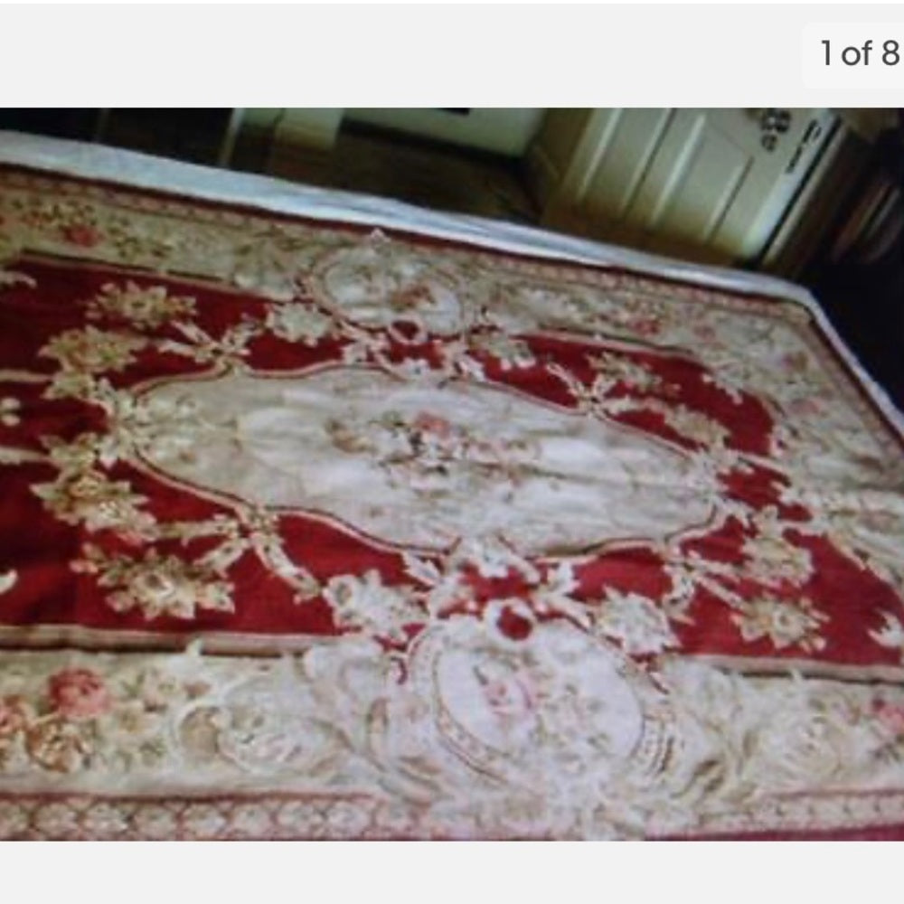 Vintage, Fabulous, Large 72“x48“, Handmade Petit Point Floral Tapestry-Bed Cover