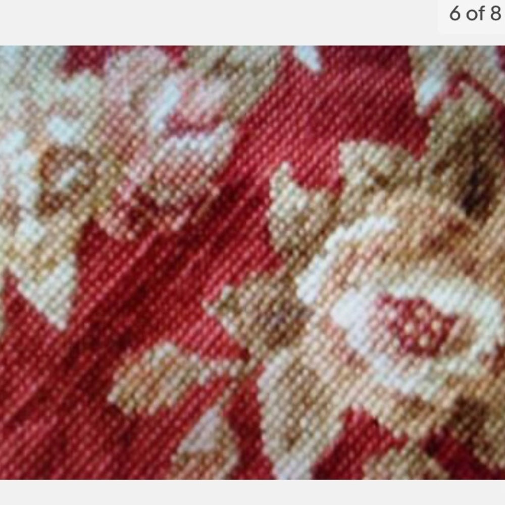 Vintage, Fabulous, Large 72“x48“, Handmade Petit Point Floral Tapestry-Bed Cover