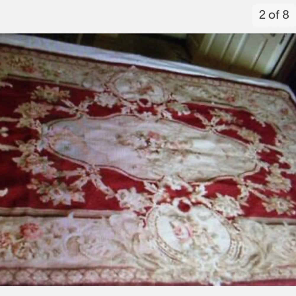 Vintage, Fabulous, Large 72“x48“, Handmade Petit Point Floral Tapestry-Bed Cover