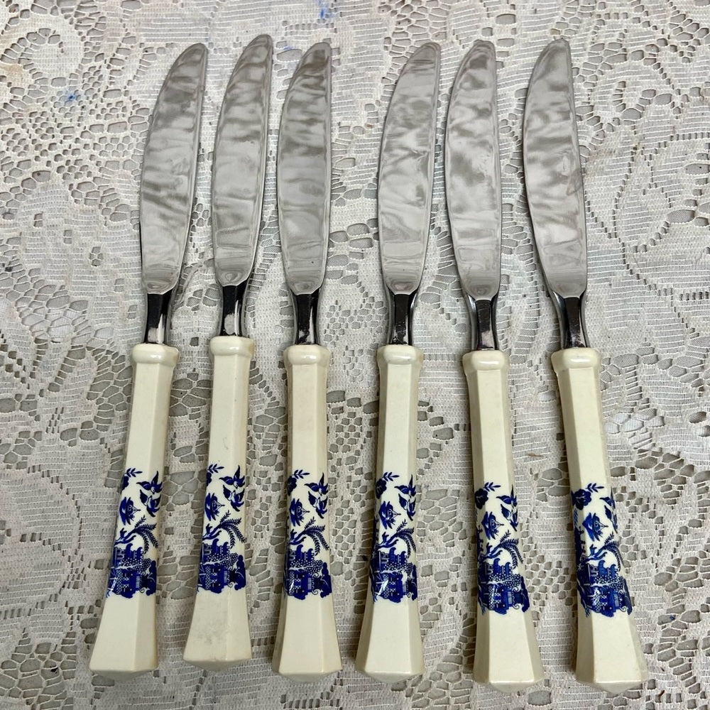 Vintage, Oxford Hall, Japan 36-pc Blue Willow Flatware, Service for 6 ((3T-1022)