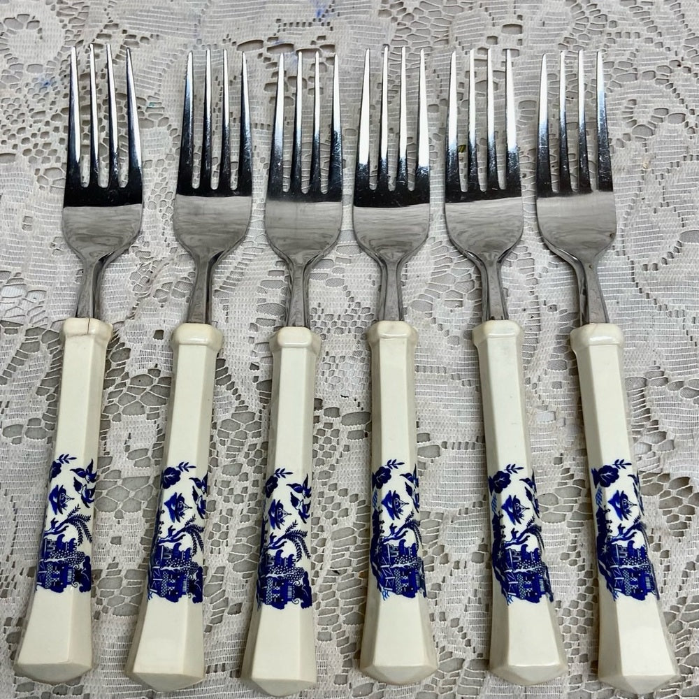Vintage, Oxford Hall, Japan 36-pc Blue Willow Flatware, Service for 6 ((3T-1022)