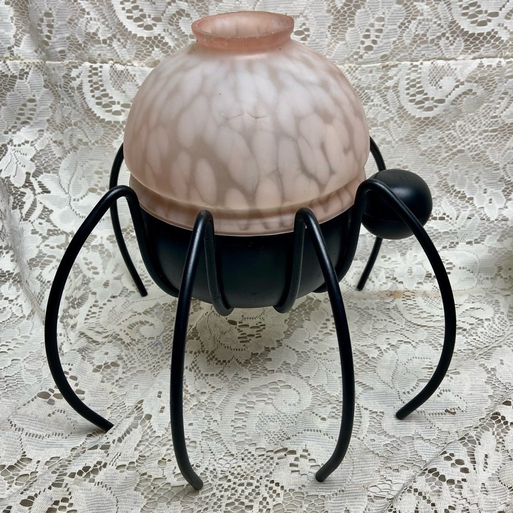 Vintage, Figural Spider Candle Lamp Stand 12in H x 12in D