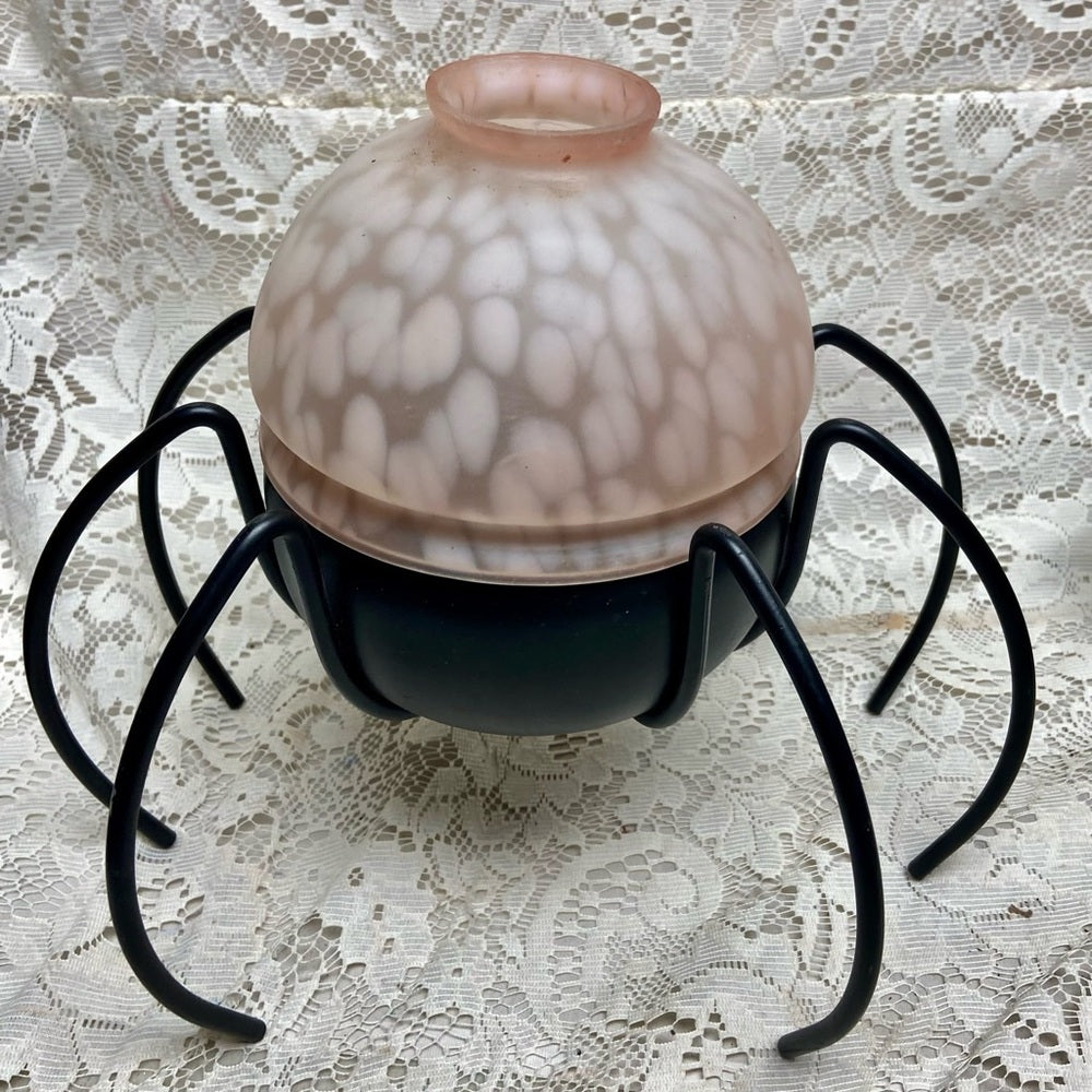 Vintage, Figural Spider Candle Lamp Stand 12in H x 12in D