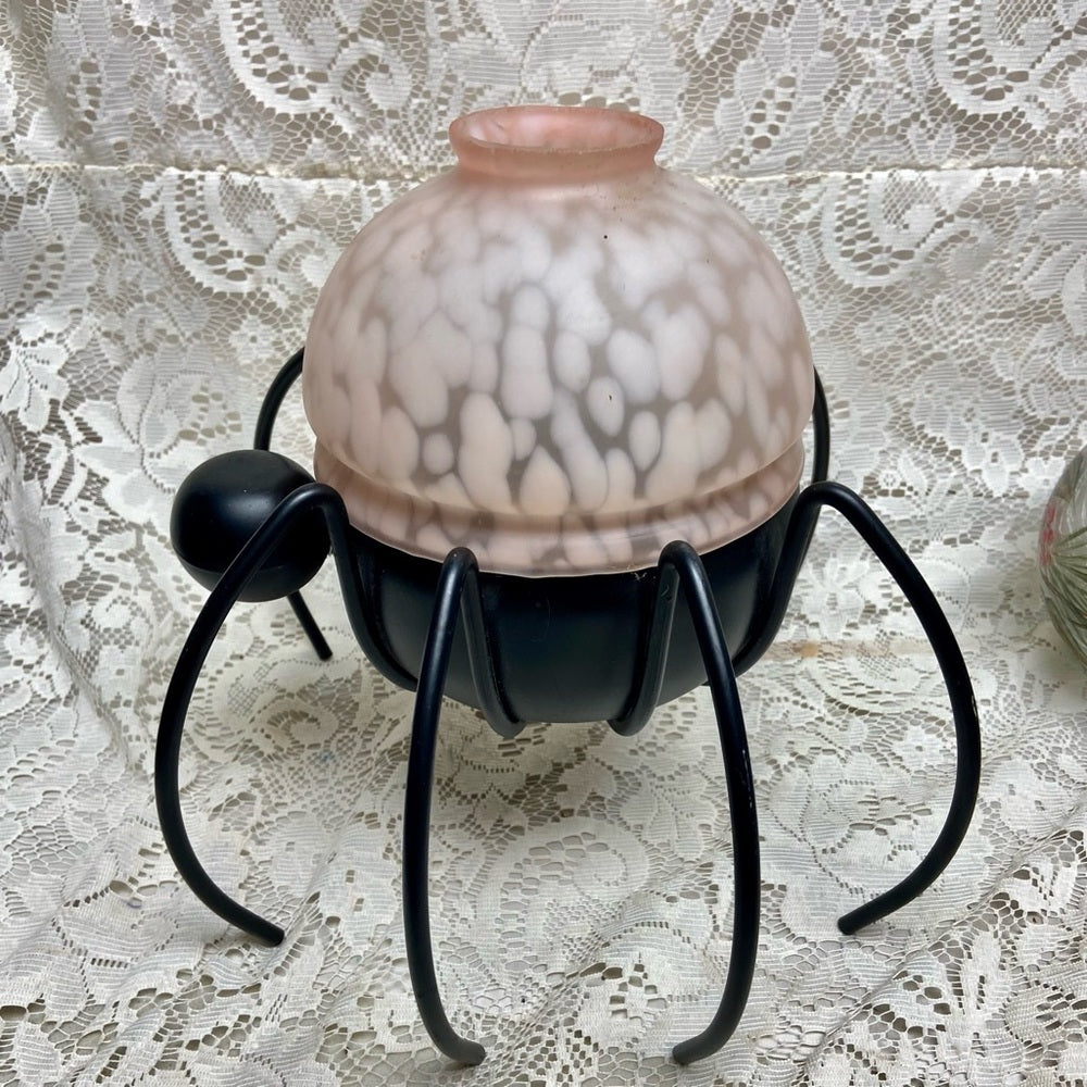 Vintage, Figural Spider Candle Lamp Stand 12in H x 12in D