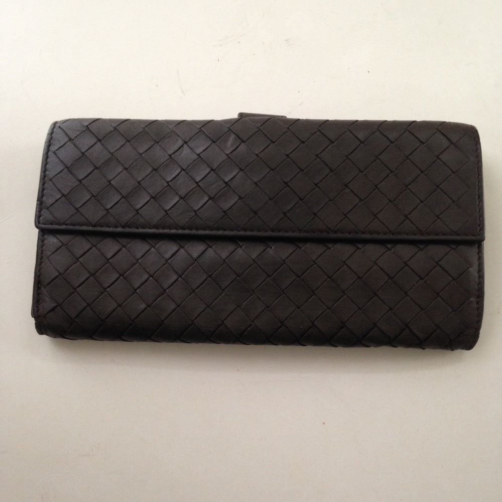 Bottega Veneta Dark Brown Leather Bi-fold Wallet