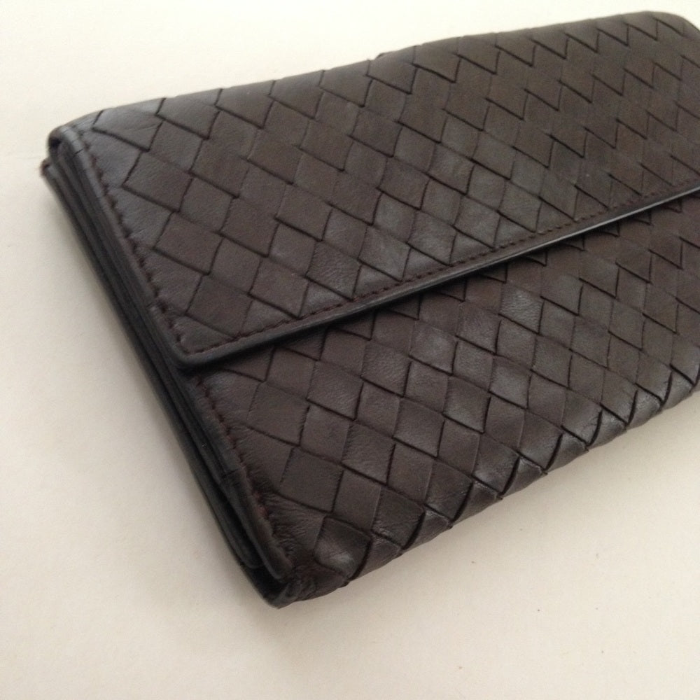 Bottega Veneta Dark Brown Leather Bi-fold Wallet