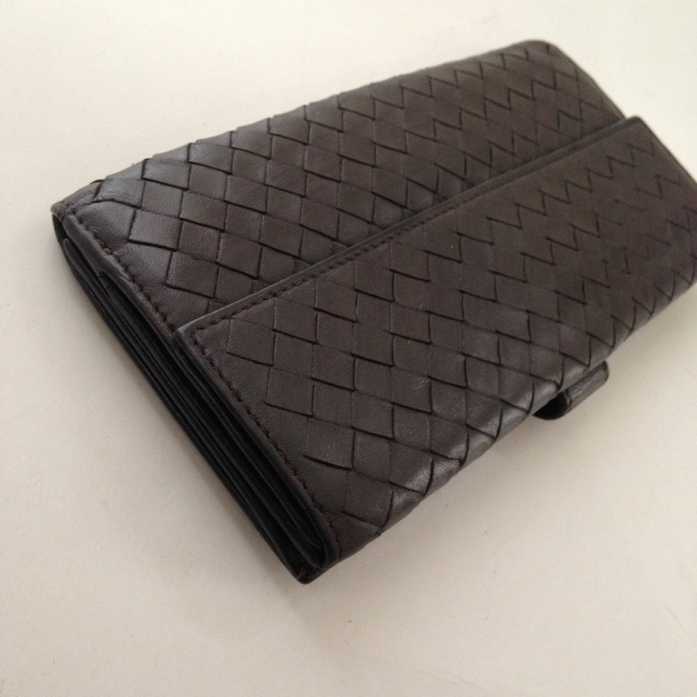 Bottega Veneta Dark Brown Leather Bi-fold Wallet