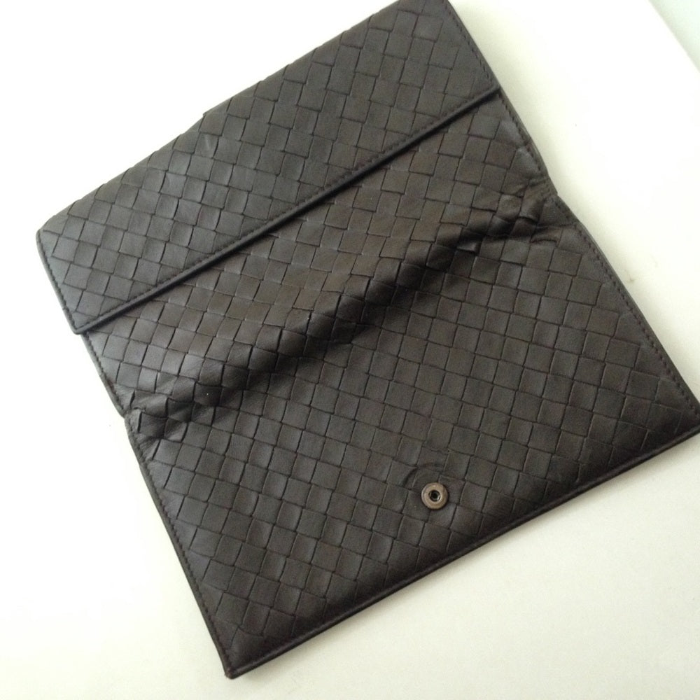 Bottega Veneta Dark Brown Leather Bi-fold Wallet