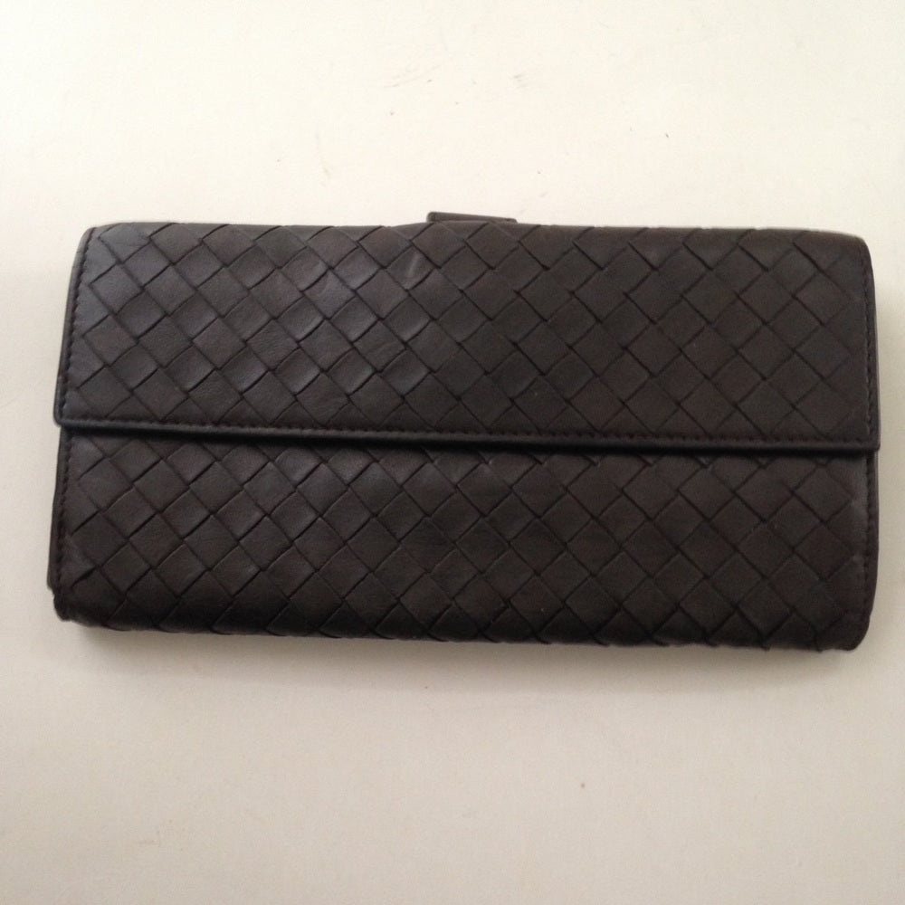 Bottega Veneta Dark Brown Leather Bi-fold Wallet