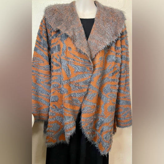 Black Rivet Wilson’s Leather Orange Gray Sweater Cardigan