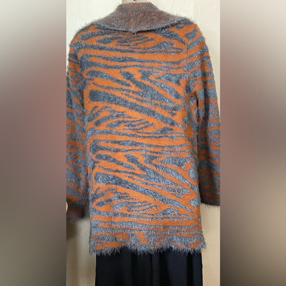 Black Rivet Wilson’s Leather Orange Gray Sweater Cardigan