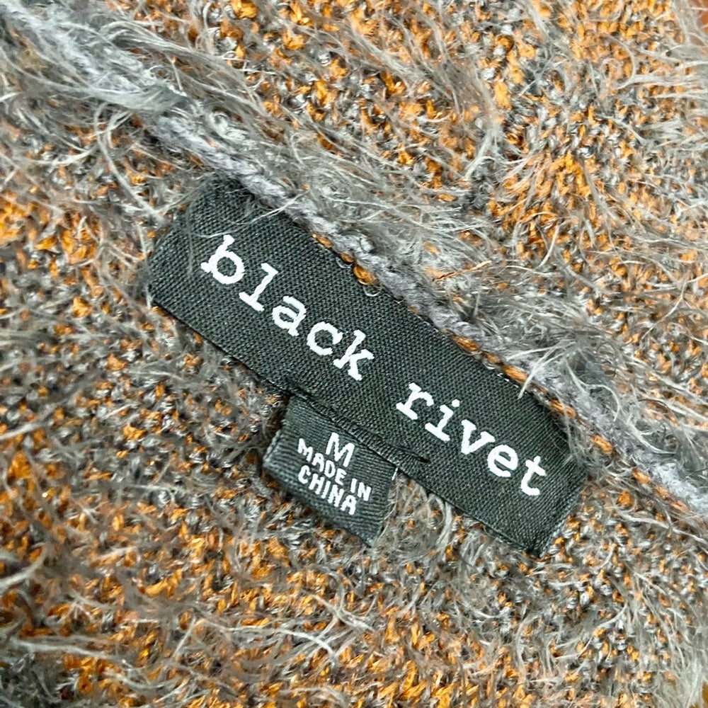 Black Rivet Wilson’s Leather Orange Gray Sweater Cardigan