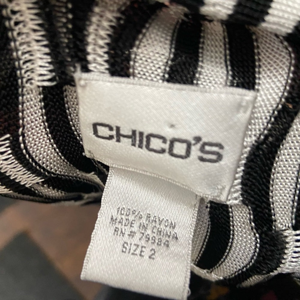 Chicos Black and White Zebra Sweater Cardigan Size 2