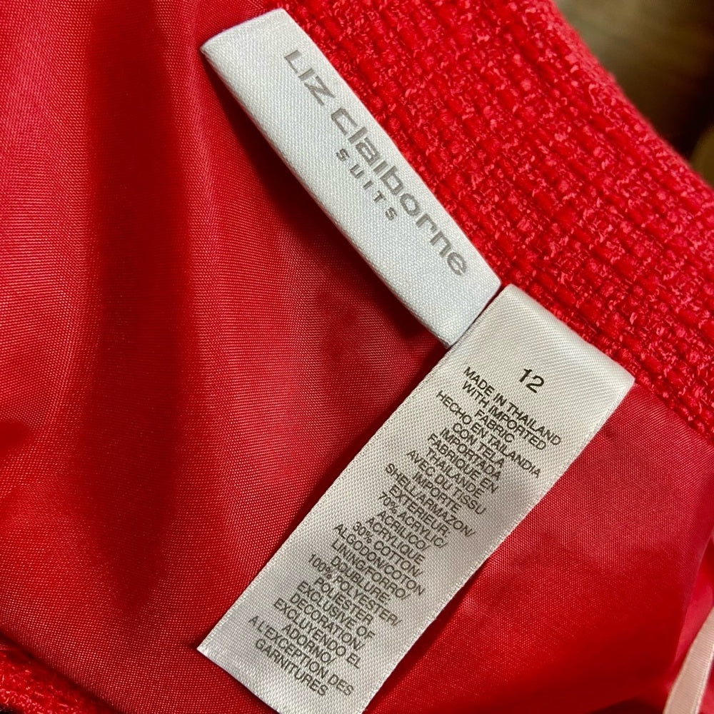 Liz Claiborne Red 2-pc Suit Outfit Set. (Size 12)