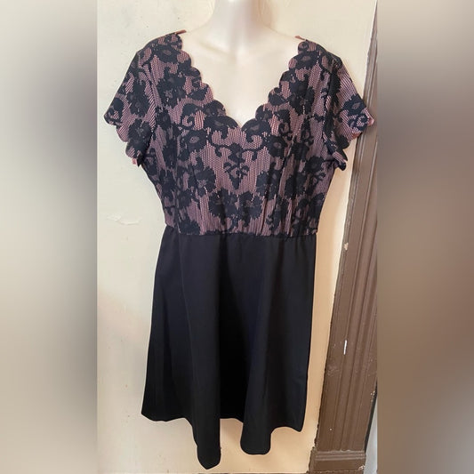 Maurices, Black -Pink Lace Top Dress  (LP)