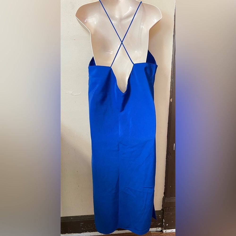 Beautiful,  Blue Hi-slit, Backless Nightgown (M)
