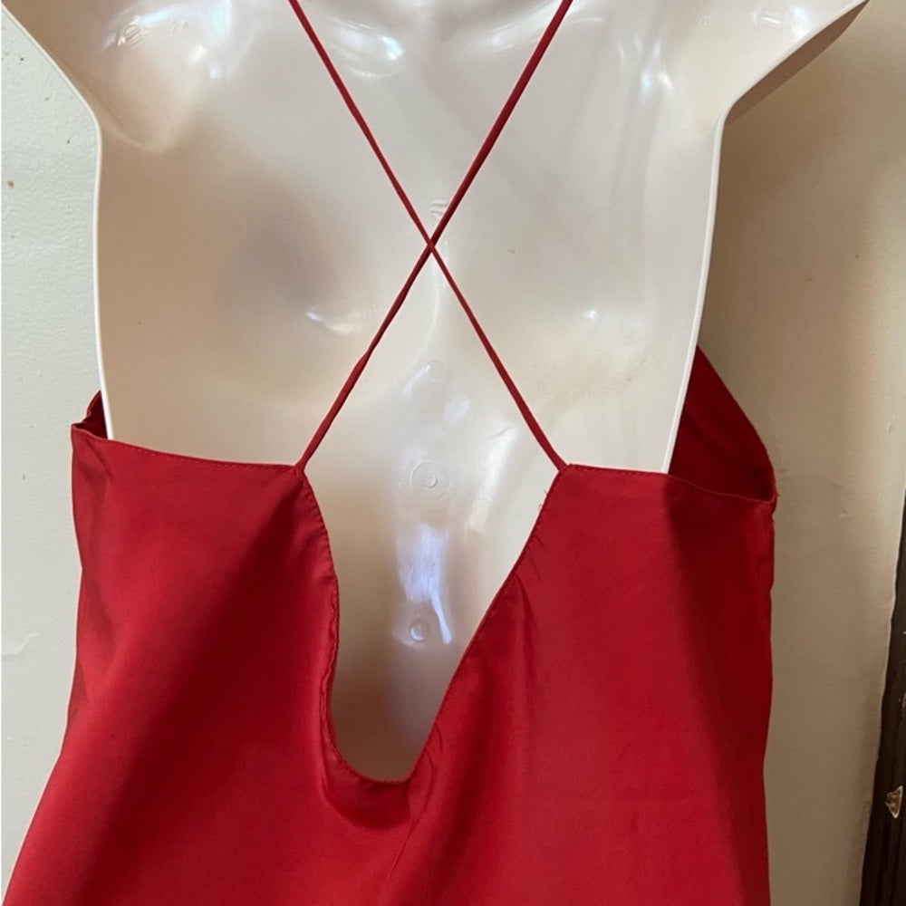 Beautiful, Orange Hi-slit, Backless Nightgown (M)