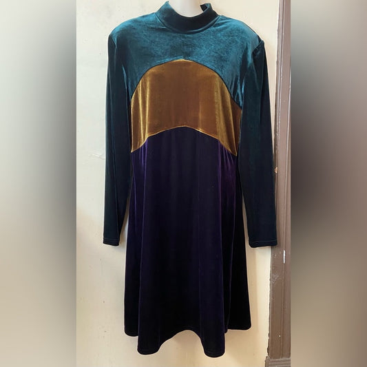 Vintage, Betsy Lauren Tri-color Velvet Dress Size M-L