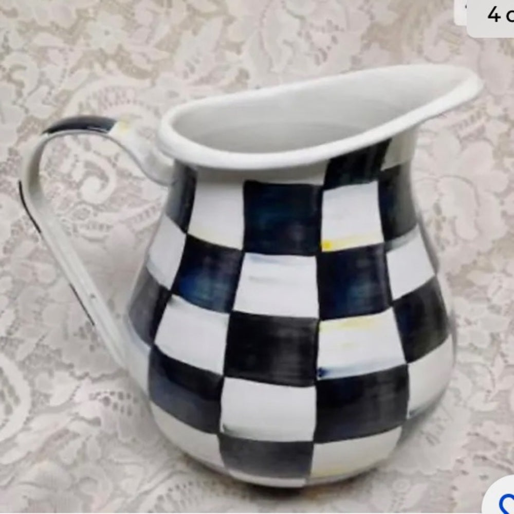 MacKenzie Childs Courtley Check Large 104 oz Pitcher 8.5inT & Pasta-Salad- Bowl