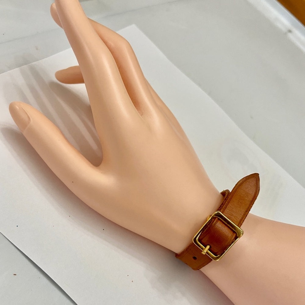 Authentic, Louis Vuitton Tan Leather Handbag or Luggage Name Tag Bracelet