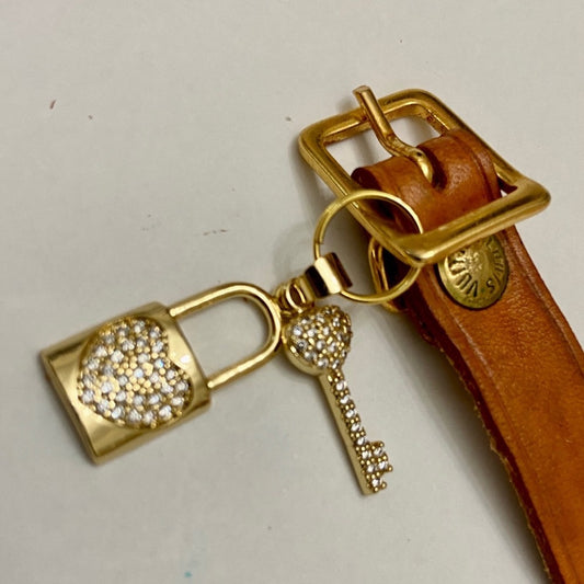 Authentic, Louis Vuitton Tan Leather Handbag or Luggage Name Tag Bracelet