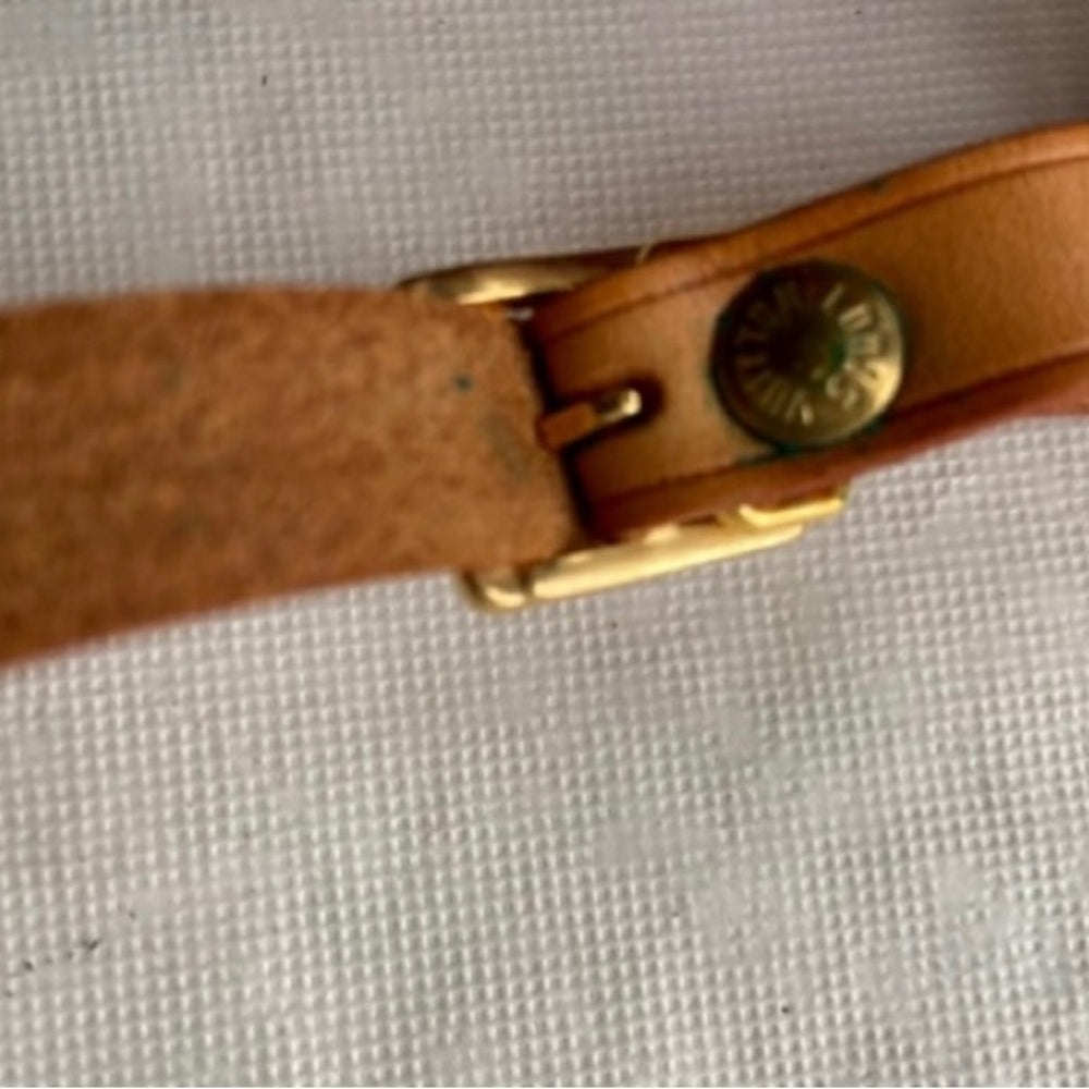 Authentic, Louis Vuitton Tan Leather Handbag or Luggage Name Tag Bracelet