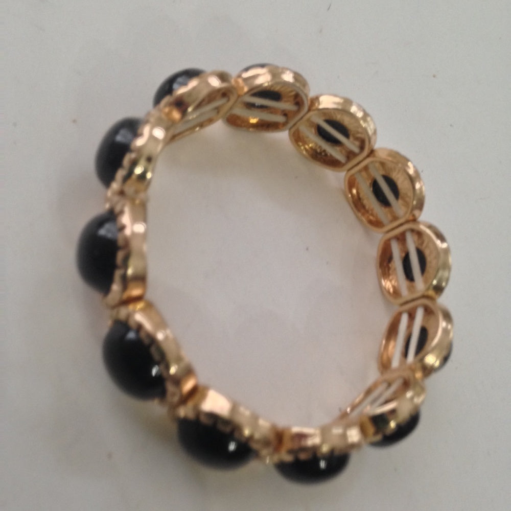Vintage, Gold and Onyx Stretchable Bracelet
