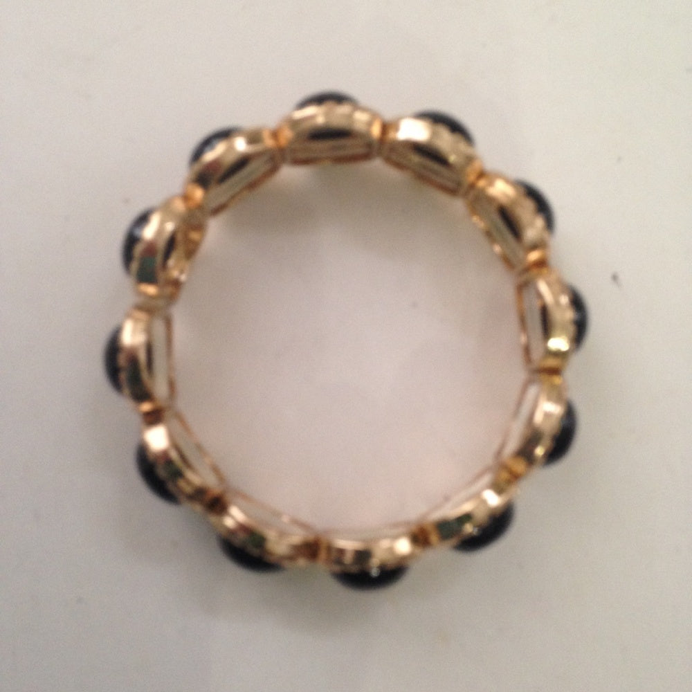 Vintage, Gold and Onyx Stretchable Bracelet