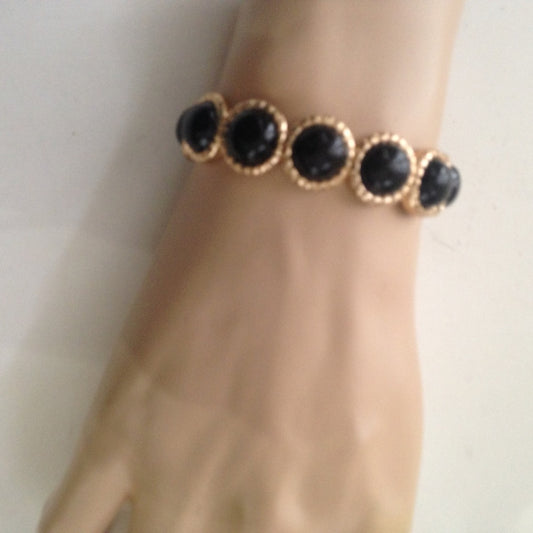 Vintage, Gold and Onyx Stretchable Bracelet