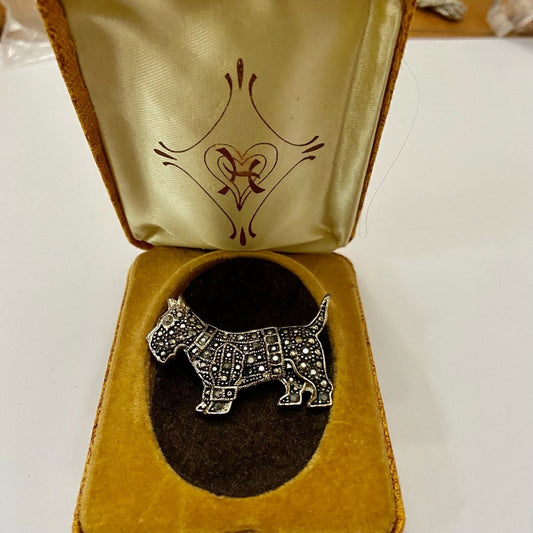 Vintage,  Art Deco Scottie Marcasite Brooch