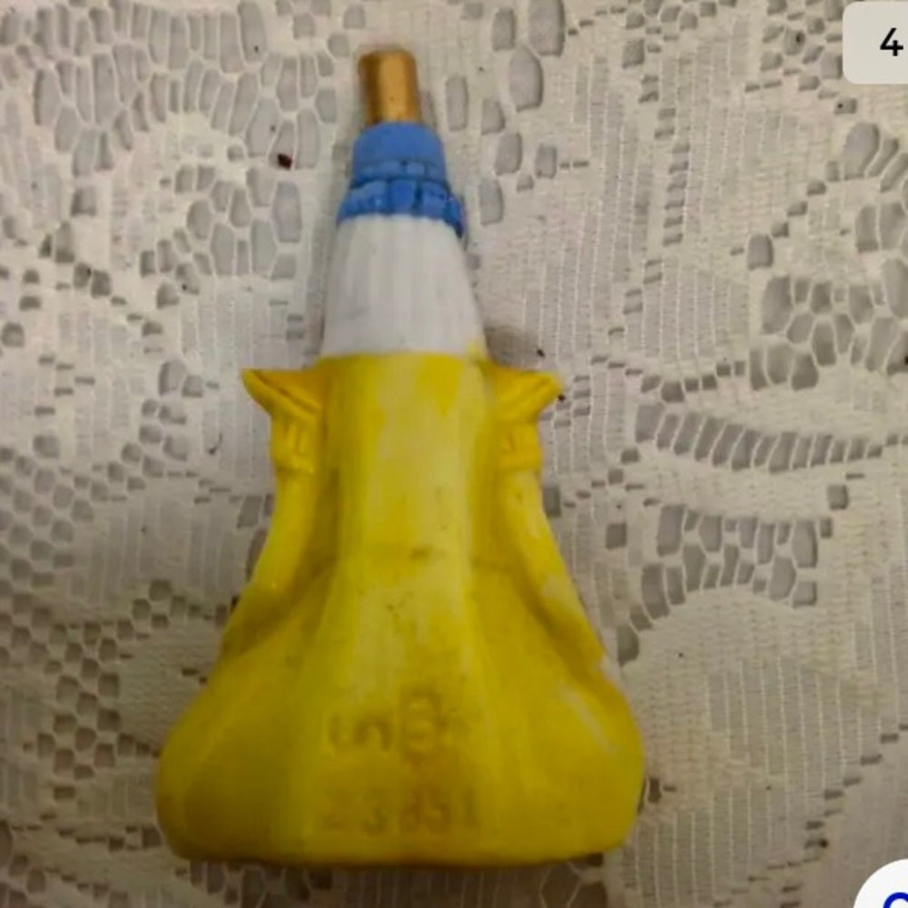 Vintage, Germany,  2pc Lady in Yellow Ceramic Snuff Bottle 3.5in H (sfta)  This