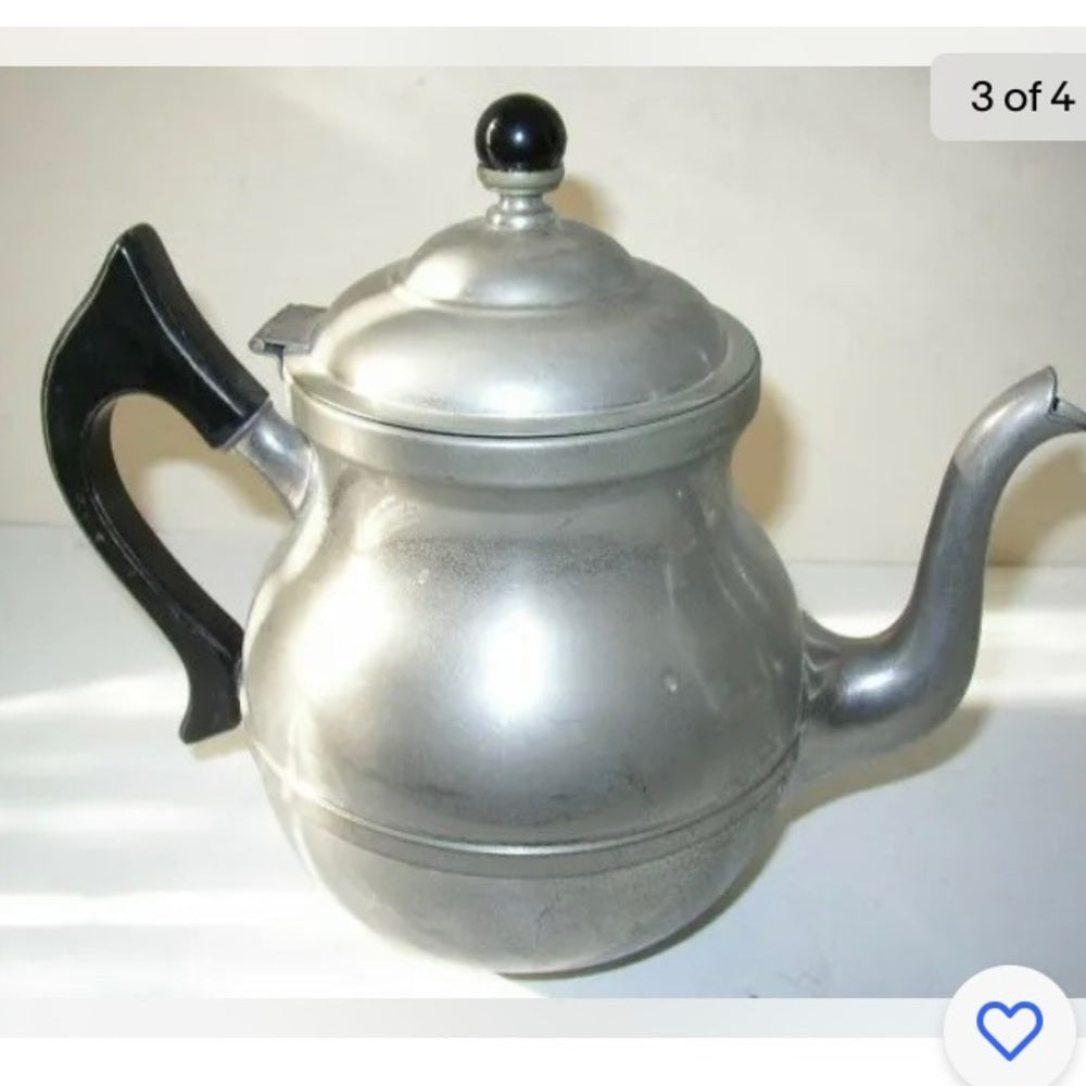 Vintage, Kar A Van 9” H x 11”W Pewter Teapot