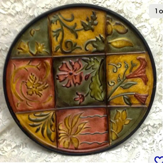 Vintage, Large, Round Embossed Art Wall Decor  20in D (H0921)   This is a beauti
