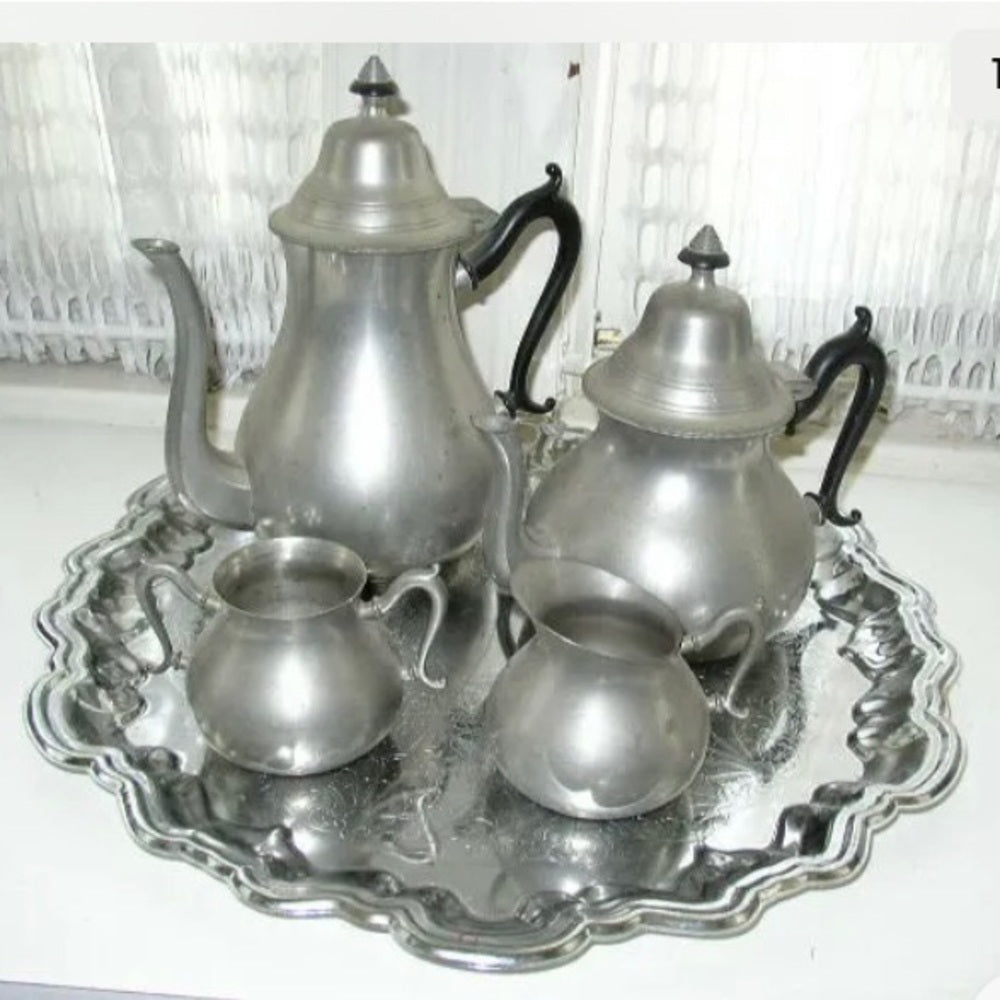 Vintage, Made in Holland, 5-pc Pewter Coffee and Tea Service