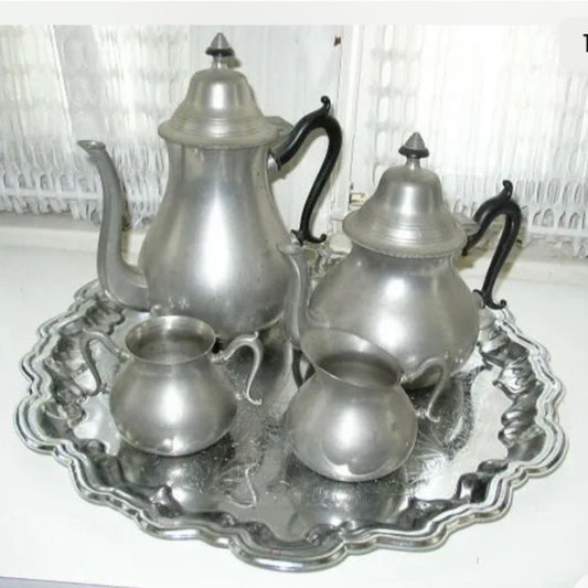 Vintage, Made in Holland, 5-pc Pewter Coffee and Tea Service