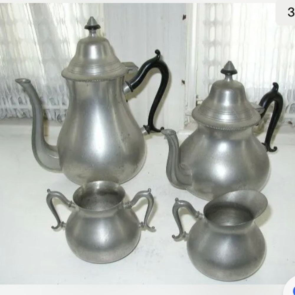 Vintage, Made in Holland, 5-pc Pewter Coffee and Tea Service